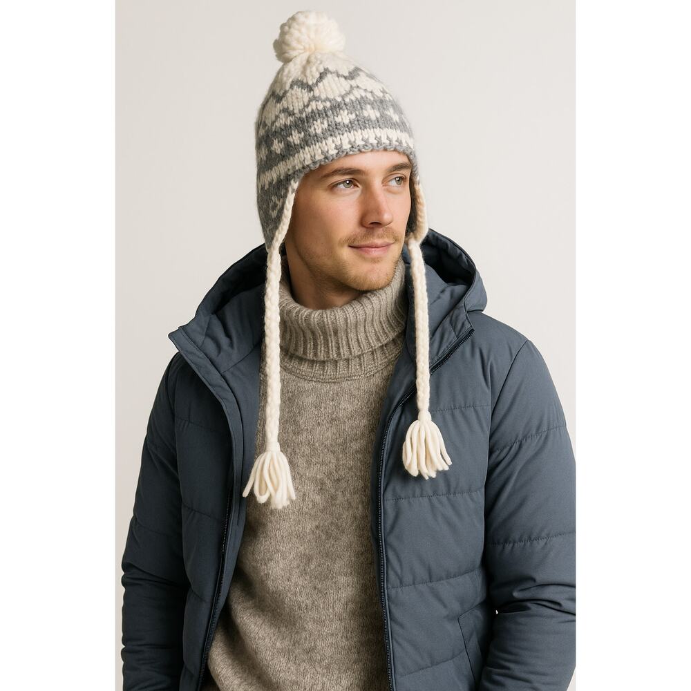 Cozy Fair Isle Wool Knit Pom Pom Winter Hat World Market Unisex